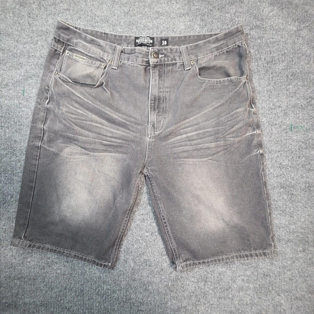 Parish Nation Mens 38 Gray Wash Denim Bermuda Shorts Casual 5 Pocket Streetwear